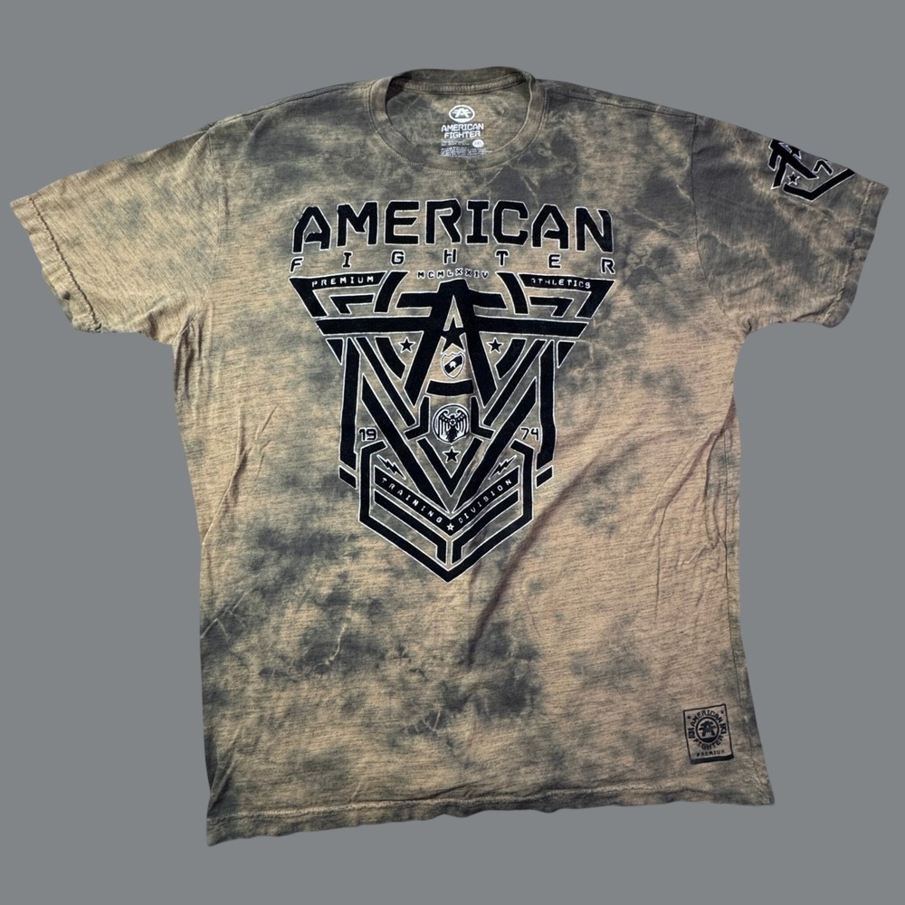 American Fighter Mens 3XL Brown Acid Wash Training Division MMA Graphic T Shirt